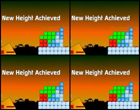 Šajā ātrajā spēlē savieto tetrī blokus cik augstu vien vari, un centies sasniegt vajadzīgo augstumu, lai iegūtu ekstra punktus. Ja bloks pārkrīt pāri malām, Tu zaudē vienu no 3 dzīvībām. Izmanto peli, lai stieptu blokus no kreisās puses uz paaugstinājumu labajā.