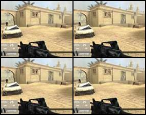Counter strike - bez kustības. Maini ieročus (Desert Eagle, M4 un Sniper Rifle) tāpat kā īstajā spēlē. Beigu rezultāts ir atkarīgs no tā, cik precīzi tu trāpi, tāpēc mēģini šaut precīzi.